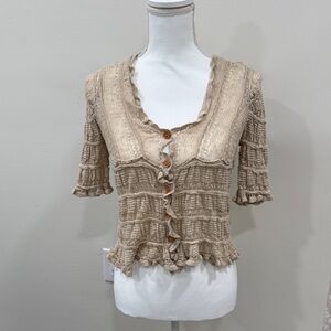 Natural Life Beige Ruffled Sweater Top